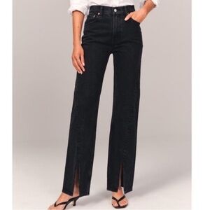 Abercrombie & Fitch 90’s Relaxed Jean high rise split Hem black 29 straight leg